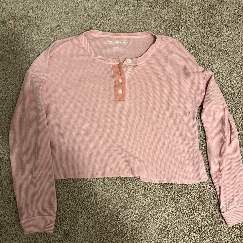 Women’s American Eagle size small cropped, long sleeve, waffle top